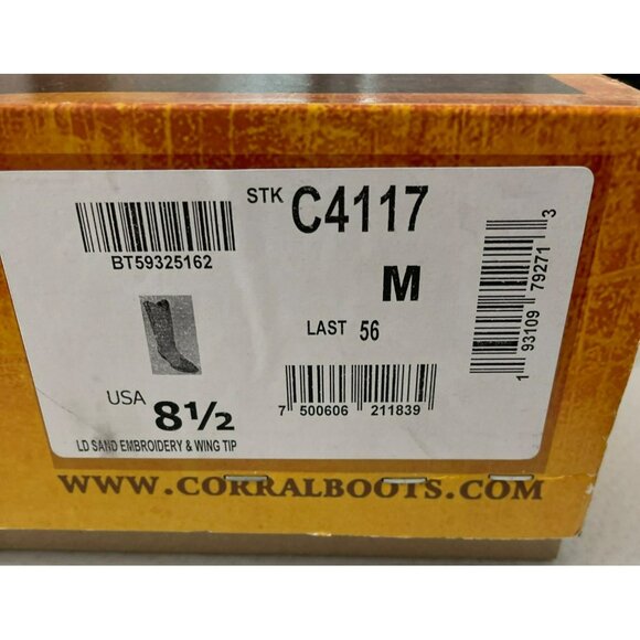 Corral Womens Tan Suede Embroidered Western Cowboy Boots  Size 8.5 - Picture 10 of 11